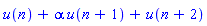 u(n)+alpha*u(n+1)+u(n+2)