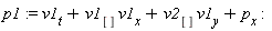p1 := v1[t]+v1[]*v1[x]+v2[]*v1[y]+p[x]