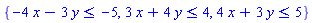 {-4*x-3*y <= -5, 3*x+4*y <= 4, 4*x+3*y <= 5}