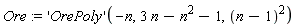 Ore := ('OrePoly')(-n, 3*n-n^2-1, (n-1)^2)