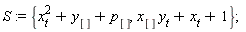 S := {x[t]^2+y[]+p[], x[]*y[t]+x[t]+1}