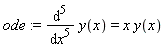 ode := diff(y(x), x, x, x, x, x) = x*y(x)