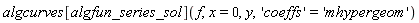 algcurves[algfun_series_sol](f, x = 0, y, 'coeffs' = 'mhypergeom')