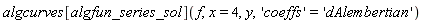 algcurves[algfun_series_sol](f, x = 4, y, 'coeffs' = 'dAlembertian')
