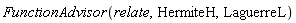 FunctionAdvisor(relate, HermiteH, LaguerreL)