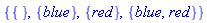 {{}, {blue}, {red}, {blue, red}}