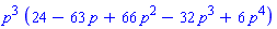 p^3*(24-63*p+66*p^2-32*p^3+6*p^4)