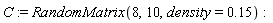 C := RandomMatrix(8, 10, density = .15)