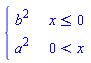 PIECEWISE([b^2, x <= 0], [a^2, 0 < x])