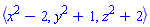POLYNOMIALIDEAL(x^2-2, y^2+1, z^2+2, variables = {x, y, z}, characteristic = 0, known_groebner_bases = (table( [( plex(z, y, x) ) = [[1, x^2, x^2-2], [1, y^2, y^2+1], [1, z^2, z^2+2]], ( tdeg(z, y, x) ) = [[1, x^2, x^2-2], [1, y^2, y^2+1], [1, z^2, z^2+2]] ] )))