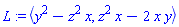 POLYNOMIALIDEAL(y^2-z^2*x, z^2*x-2*x*y, variables = {x, y, z}, characteristic = 0, known_groebner_bases = (table( [ ] )))