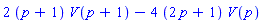 2*(p+1)*V(p+1)-4*(2*p+1)*V(p)