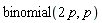 binomial(2*p, p)