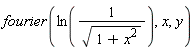 fourier(ln(1/sqrt(1+x^2)), x, y)