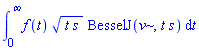 int(f(t)*(t*s)^(1/2)*BesselJ(v, t*s), t = 0 .. infinity)