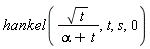 hankel(sqrt(t)/(alpha+t), t, s, 0)