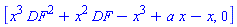 [x^3*DF^2+x^2*DF-x^3+a*x-x, 0]
