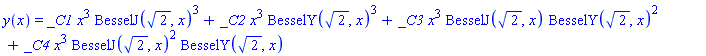 y(x) = _C1*x^3*BesselJ(2^(1/2), x)^3+_C2*x^3*BesselY(2^(1/2), x)^3+_C3*x^3*BesselJ(2^(1/2), x)*BesselY(2^(1/2), x)^2+_C4*x^3*BesselJ(2^(1/2), x)^2*BesselY(2^(1/2), x)
