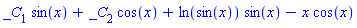 _C[1]*sin(x)+_C[2]*cos(x)+ln(sin(x))*sin(x)-x*cos(x)
