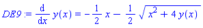 diff(y(x), x) = -(1/2)*x-(1/2)*(x^2+4*y(x))^(1/2)