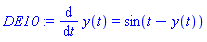 diff(y(t), t) = sin(t-y(t))