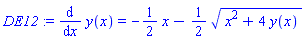 diff(y(x), x) = -(1/2)*x-(1/2)*(x^2+4*y(x))^(1/2)