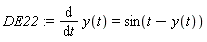 DE22 := diff(y(t), t) = sin(t-y(t))