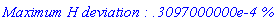 `Maximum H deviation : .3097000000e-4 %`