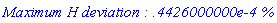 `Maximum H deviation : .4426000000e-4 %`