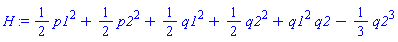 H := (1/2)*p1^2+(1/2)*p2^2+(1/2)*q1^2+(1/2)*q2^2+q1^2*q2-(1/3)*q2^3