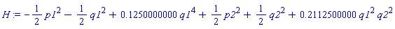 H := -(1/2)*p1^2-(1/2)*q1^2+.1250000000*q1^4+(1/2)*p2^2+(1/2)*q2^2+.2112500000*q1^2*q2^2