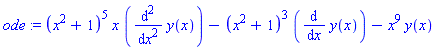 ode := (x^2+1)^5*x*(diff(y(x), `$`(x, 2)))-(x^2+1)^3*(diff(y(x), x))-x^9*y(x)