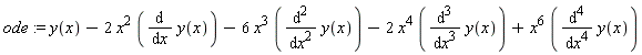 ode := y(x)-2*x^2*(diff(y(x), x))-6*x^3*(diff(y(x), x, x))-2*x^4*(diff(y(x), x, x, x))+x^6*(diff(y(x), x, x, x, x))