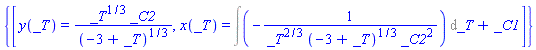 {[y(_T) = _T^(1/3)*_C2/(-3+_T)^(1/3), x(_T) = Int(-1/(_T^(2/3)*(-3+_T)^(1/3)*_C2^2), _T)+_C1]}