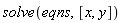 solve(eqns, [x, y])
