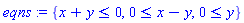 {x+y <= 0, 0 <= x-y, 0 <= y}