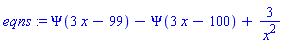 Psi(3*x-99)-Psi(3*x-100)+3/x^2