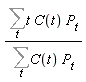 (Sum(t*C(t)*P[t], t))/(Sum(C(t)*P[t], t))