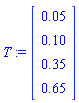 T := Vector[column]([[0.5e-1], [.10], [.35], [.65]])