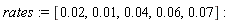 rates := [0.2e-1, 0.1e-1, 0.4e-1, 0.6e-1, 0.7e-1]