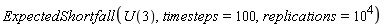 ExpectedShortfall(U(3), timesteps = 100, replications = 10^4)
