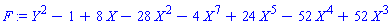 Y^2-1+8*X-28*X^2-4*X^7+24*X^5-52*X^4+52*X^3