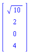Vector[column]([[10^(1/2)], [2], [0], [4]])