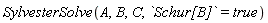 SylvesterSolve(A, B, C, `Schur[B]` = true)