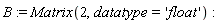 B := Matrix(2, datatype = 'float')