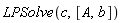 LPSolve(c, [A, b])