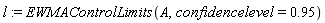l := EWMAControlLimits(A, confidencelevel = .95)