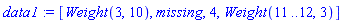 data1 := [Weight(3, 10), missing, 4, Weight(11 .. 12, 3)]