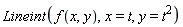 Lineint(f(x, y), x = t, y = t^2)