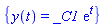 {y(t) = _C1*exp(t)}